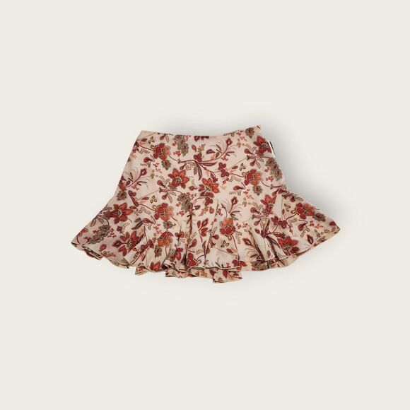 A. Byer Dresses & Skirts - Vintage Y2k A.Byer tan and red floral print dainty flouncy flowy mini skirt